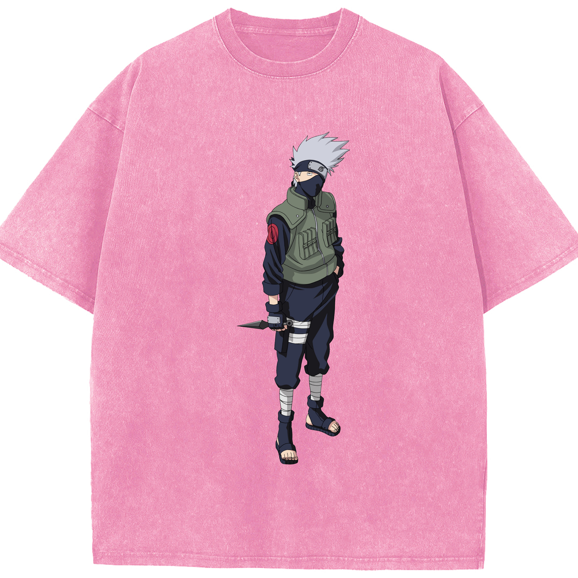 （画像用） NARUTO -ナルト- はたけ カカシ Hatake Kakashi 綿100% ヴィンテージ風 半袖Tシャツ（フロントプリント）